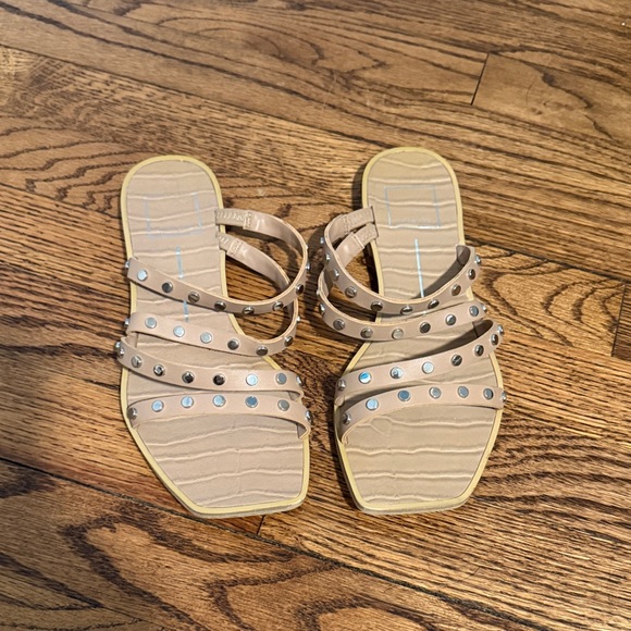 Dolce Vita Shoes - Dolce Vita Beige Studded Strappy Slide Sandals - Women